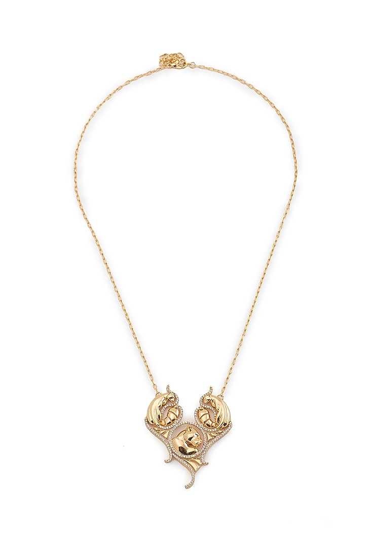 Gold Finish Swarovski Stone Pendant Necklace In Sterling Silver by Opalina
