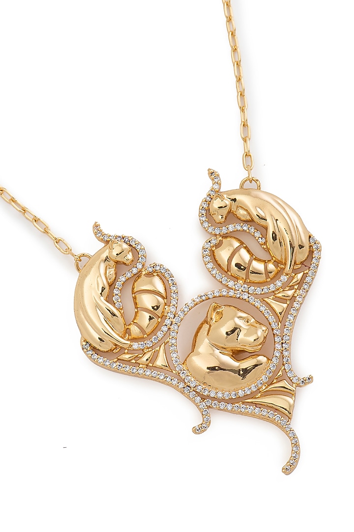 Gold Finish Swarovski Stone Pendant Necklace In Sterling Silver by Opalina at Pernia's Pop Up Shop