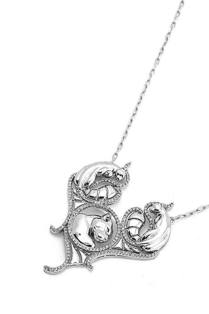 White Finish Swarovski Stone Pendant Necklace In Sterling Silver by Opalina at Pernia's Pop Up Shop