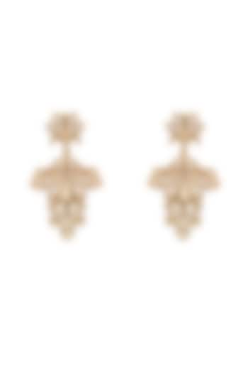 Gold Plated White Gemstone Dangler Earrings by Opalina at Pernia's Pop Up Shop