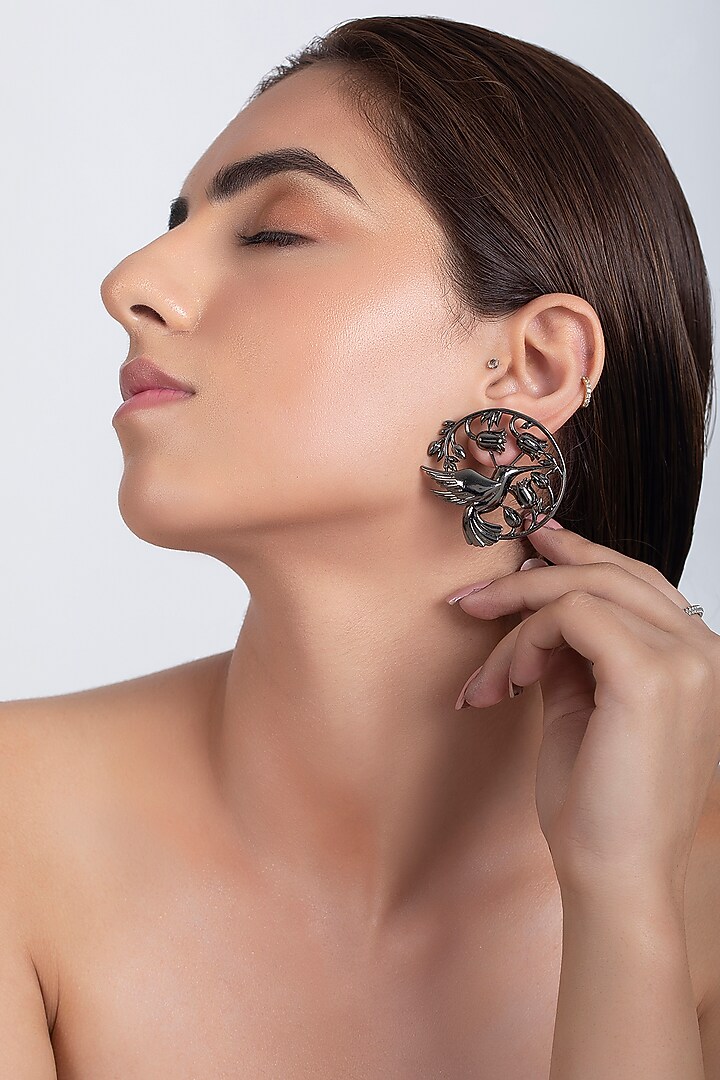 Gunmetal Finish Handcrafted Earrings by Opalina at Pernia's Pop Up Shop