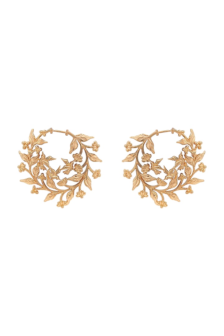 Gold Plated Sculpture Earrings by Opalina