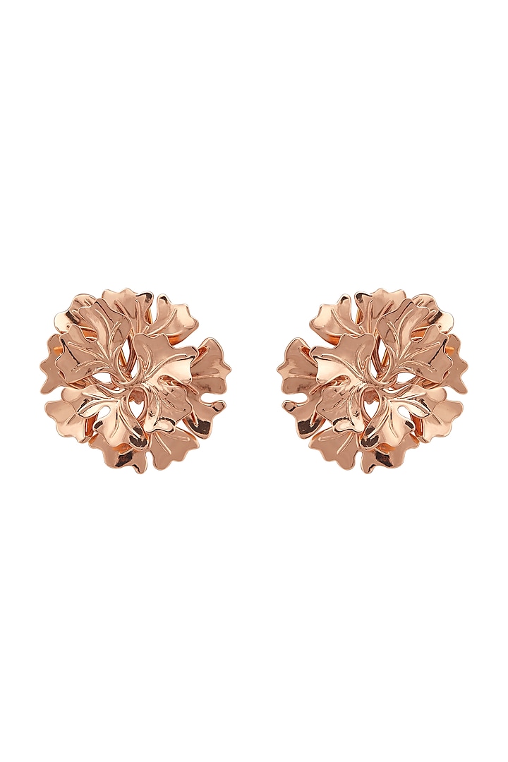 Rose Gold Plated Stud Earrings by Opalina