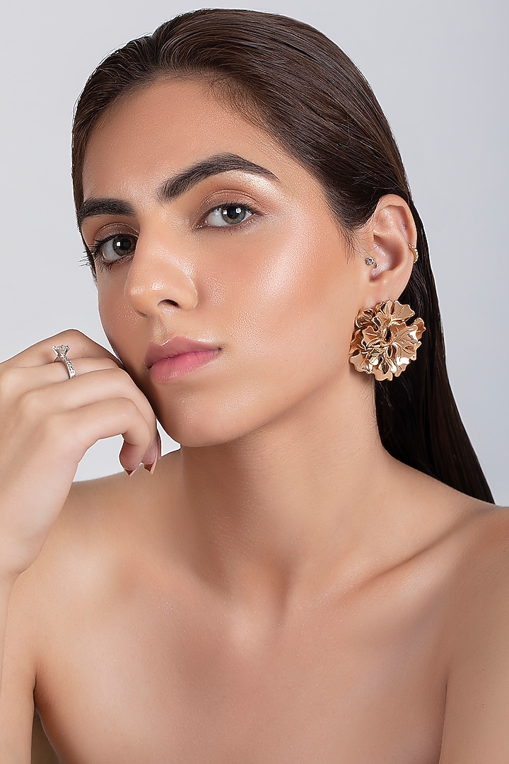 Rose Gold Plated Stud Earrings by Opalina at Pernia's Pop Up Shop
