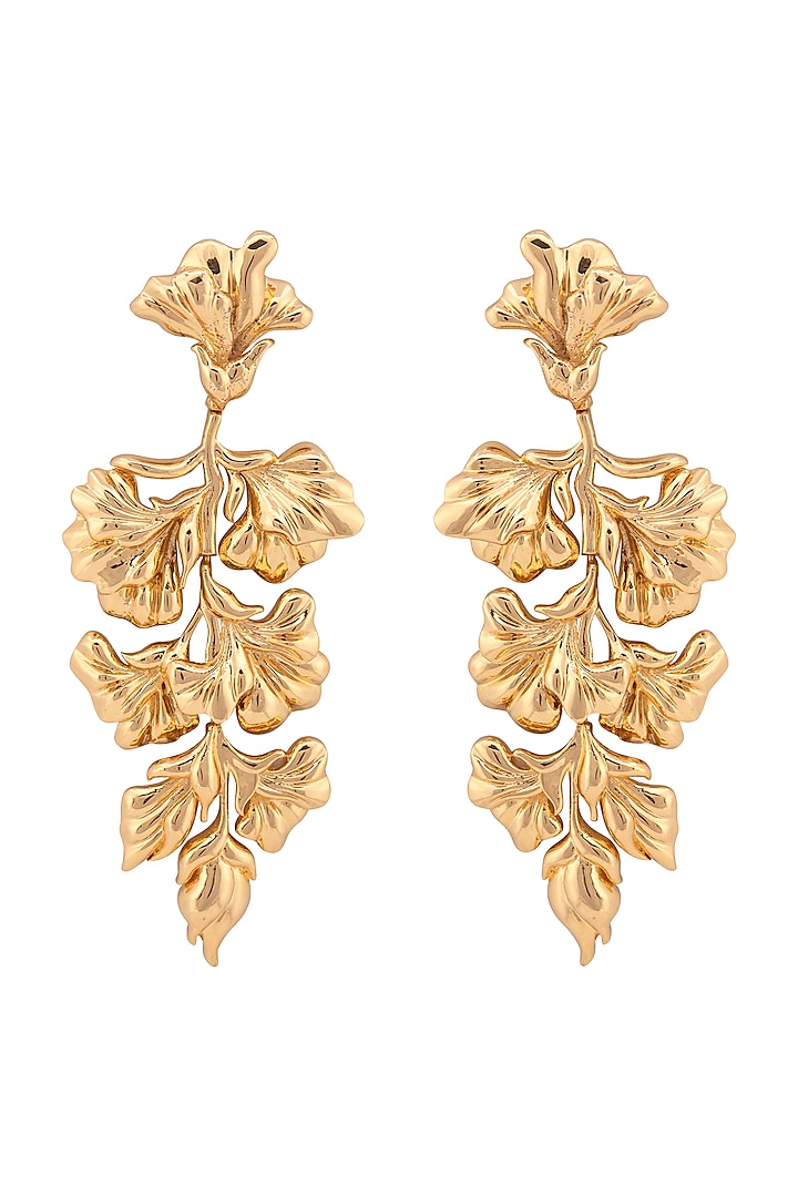 Gold Plated Floral Earrings by Opalina