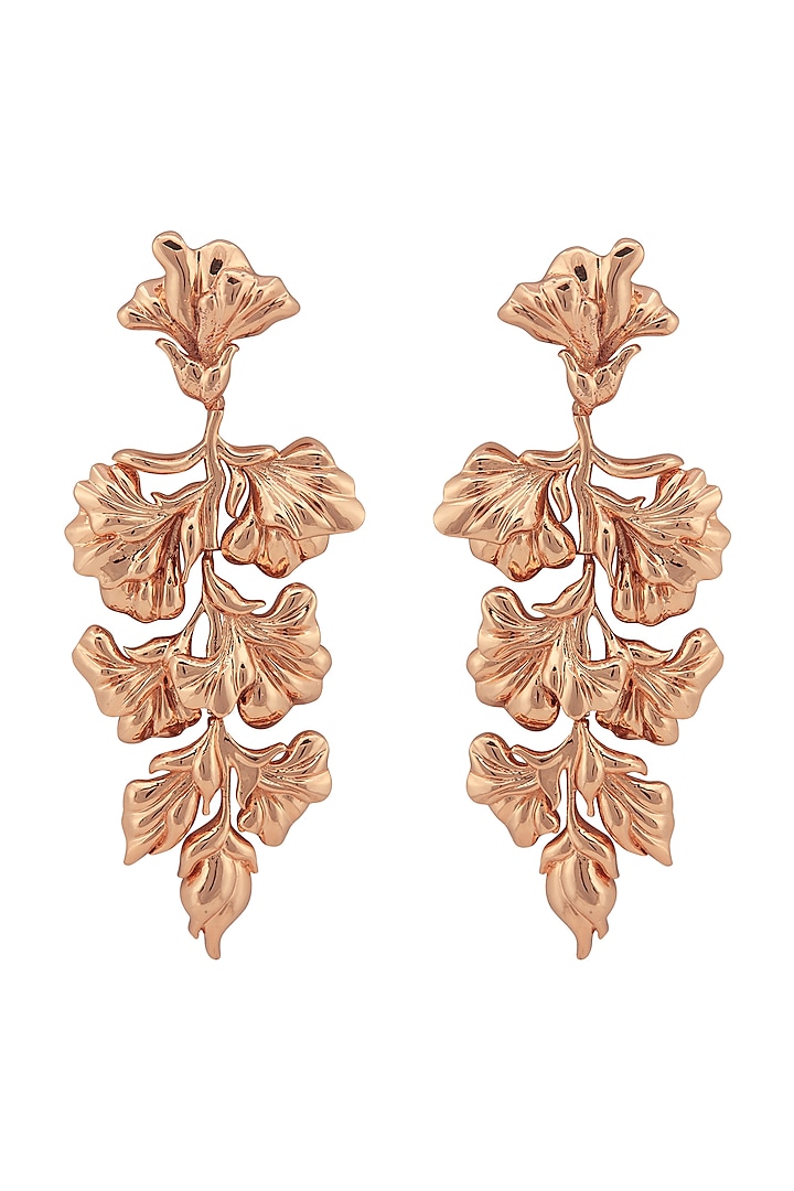 Rose Gold Plated Floral Earrings by Opalina