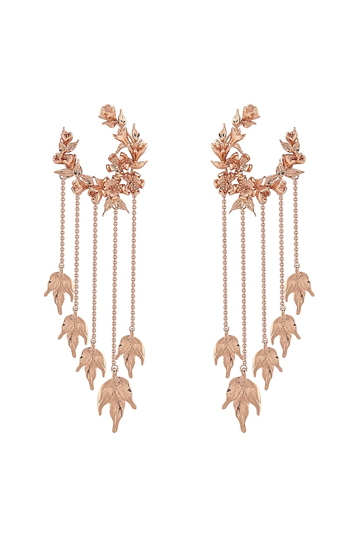 Rose Gold Plated Handcrafted Wreath Earrings by Opalina
