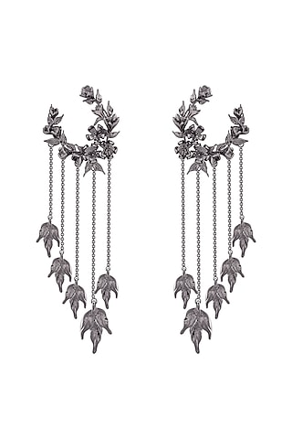 Gunmetal Finish Handcrafted Wreath Earrings by Opalina