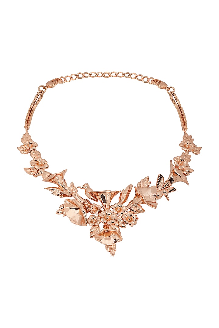 Rose Gold Plated Floral Necklace by Opalina