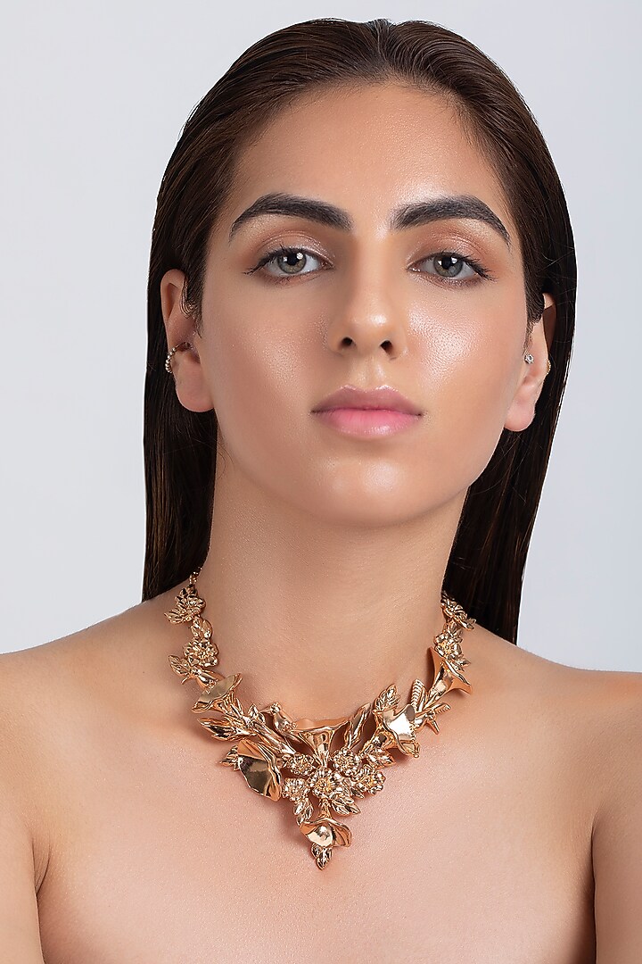 Rose Gold Plated Floral Necklace by Opalina at Pernia's Pop Up Shop