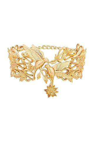 Matte Gold Plated Choker Necklace by Opalina
