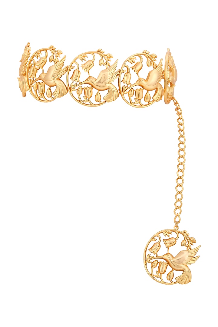 Matte Gold Plated Hummingbird Choker Necklace by Opalina