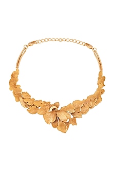 Matte Gold Plated Textured Necklace by Opalina-JEWELLERY ON DISCOUNT