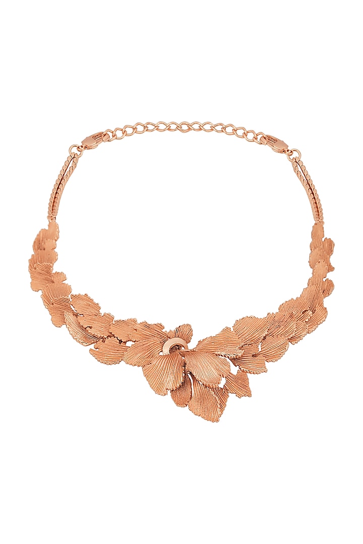 Steel rose plated leaf necklace Steel rose plated leaf necklace