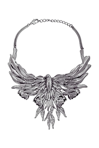 Gun Metal Finish Handcrafted Necklace by Opalina