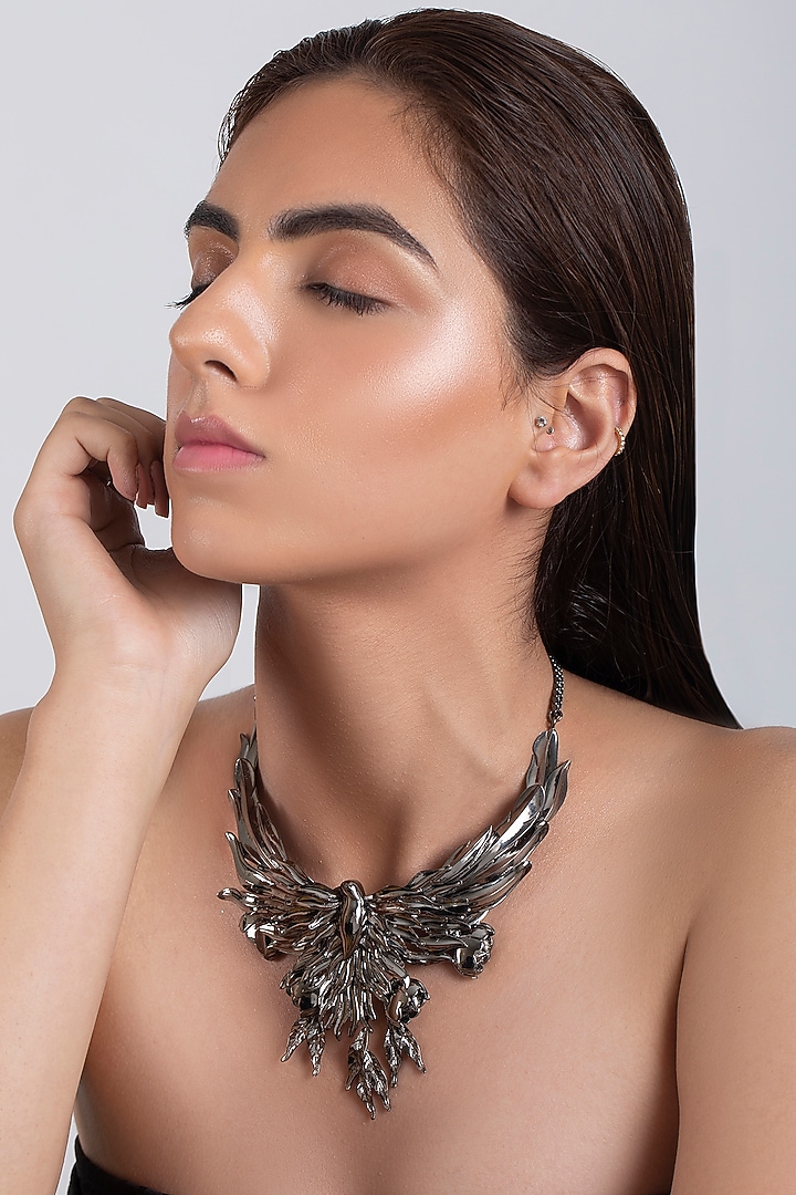 Gun Metal Finish Handcrafted Necklace by Opalina at Pernia's Pop Up Shop