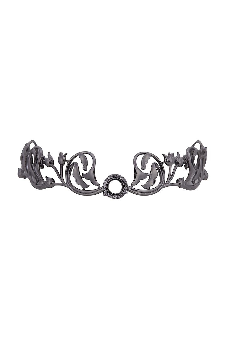 Gun Metal Finish Choker Necklace by Opalina