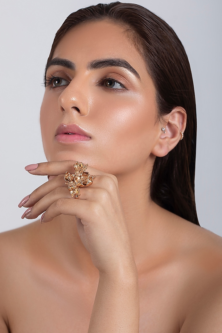 Rose Gold Plated Floral Ring by Opalina at Pernia's Pop Up Shop