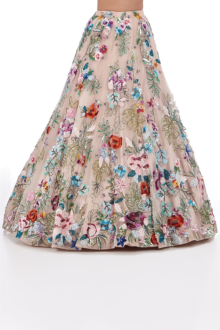 Multi-Colored Tulle Net Sequins Embroidered Bridal Lehenga Set by OPUS ATELIER at Pernia's Pop Up Shop
