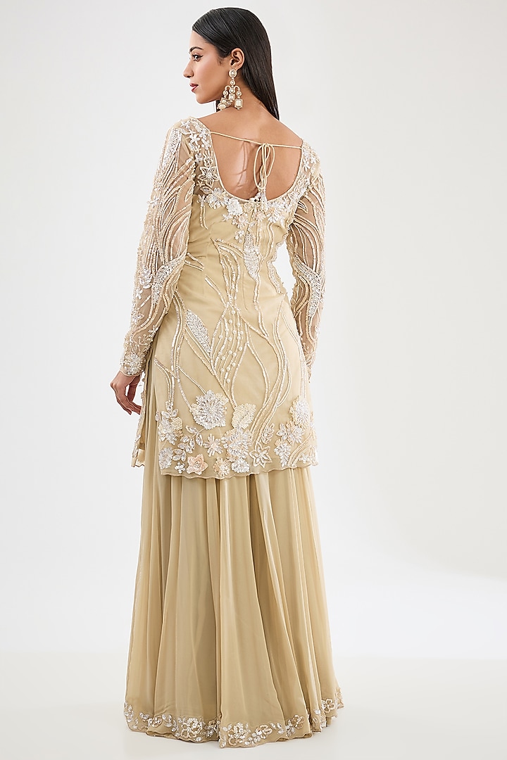 Ivory Georgette Wedding Sharara Set by OPUS ATELIER at Pernia's Pop Up Shop