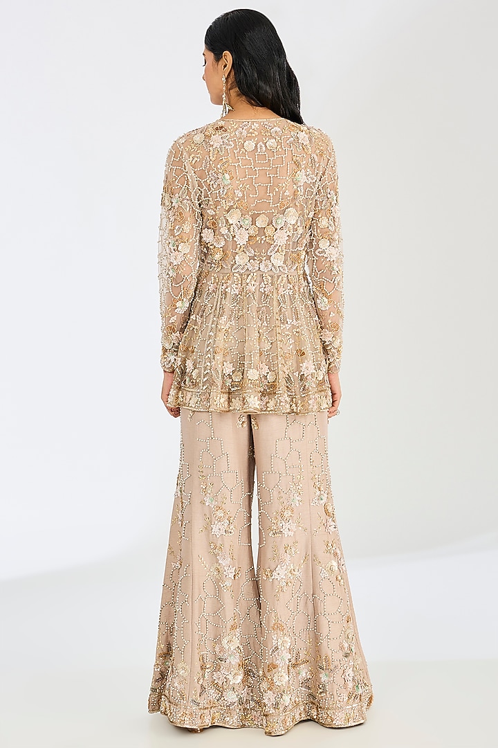 Grey Tulle Net Embroidered Wedding Sharara Set by OPUS ATELIER at Pernia's Pop Up Shop
