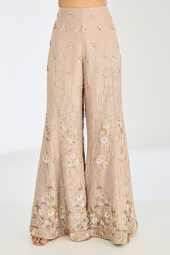 Grey Tulle Net Embroidered Wedding Sharara Set by OPUS ATELIER at Pernia's Pop Up Shop