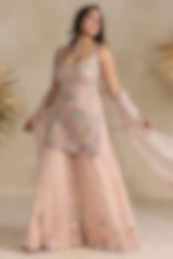 Pink Georgette Sequins Embroidered Bridal Sharara Set by OPUS ATELIER at Pernia's Pop Up Shop