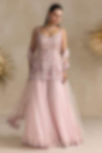 Pastel Pink Georgette Bridal Sharara Set by OPUS ATELIER at Pernia's Pop Up Shop