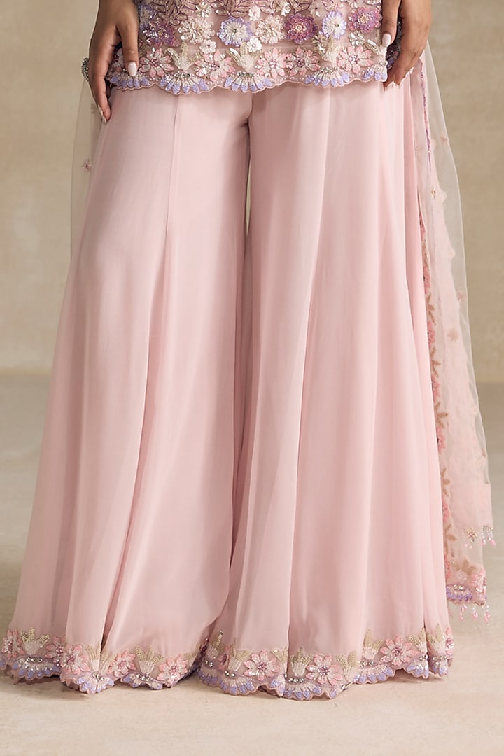 Pastel Pink Georgette Bridal Sharara Set by OPUS ATELIER at Pernia's Pop Up Shop