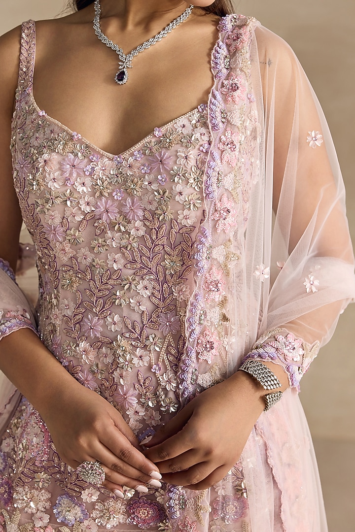Pastel Pink Georgette Bridal Sharara Set by OPUS ATELIER at Pernia's Pop Up Shop