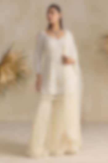 Ivory Georgette Bridal Sharara Set by OPUS ATELIER at Pernia's Pop Up Shop