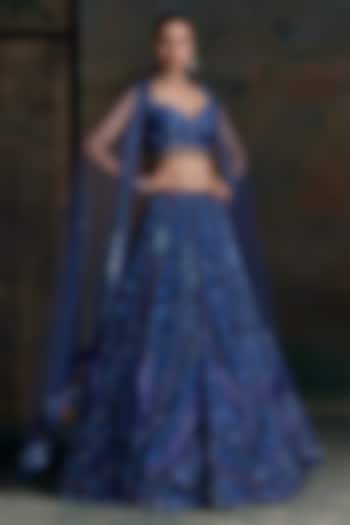 Electric Net Embellished Bridal Bridal Lehenga Set by OPUS ATELIER at Pernia's Pop Up Shop