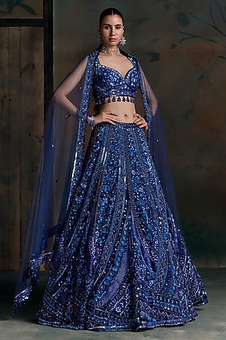 Electric Net Embellished Bridal Lehenga Set by OPUS ATELIER