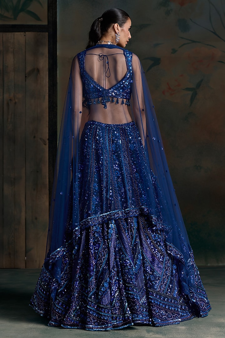 Electric Net Embellished Bridal Bridal Lehenga Set by OPUS ATELIER at Pernia's Pop Up Shop