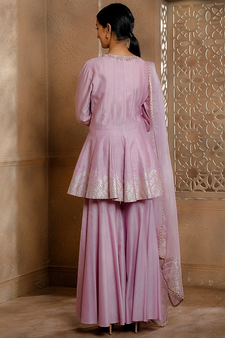 Lilac Chanderi Gharara Set by Omana by Ranjana Bothra at Pernia's Pop Up Shop