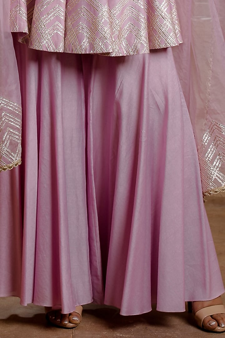 Lilac Chanderi Gharara Set by Omana by Ranjana Bothra at Pernia's Pop Up Shop
