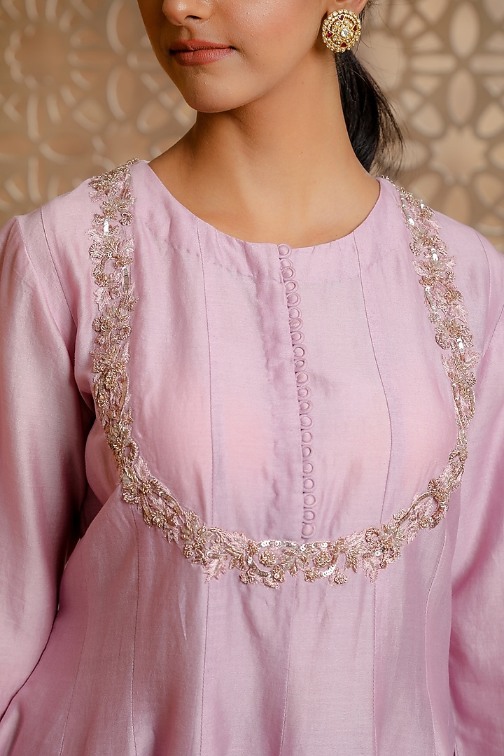 Lilac Chanderi Gharara Set by Omana by Ranjana Bothra at Pernia's Pop Up Shop