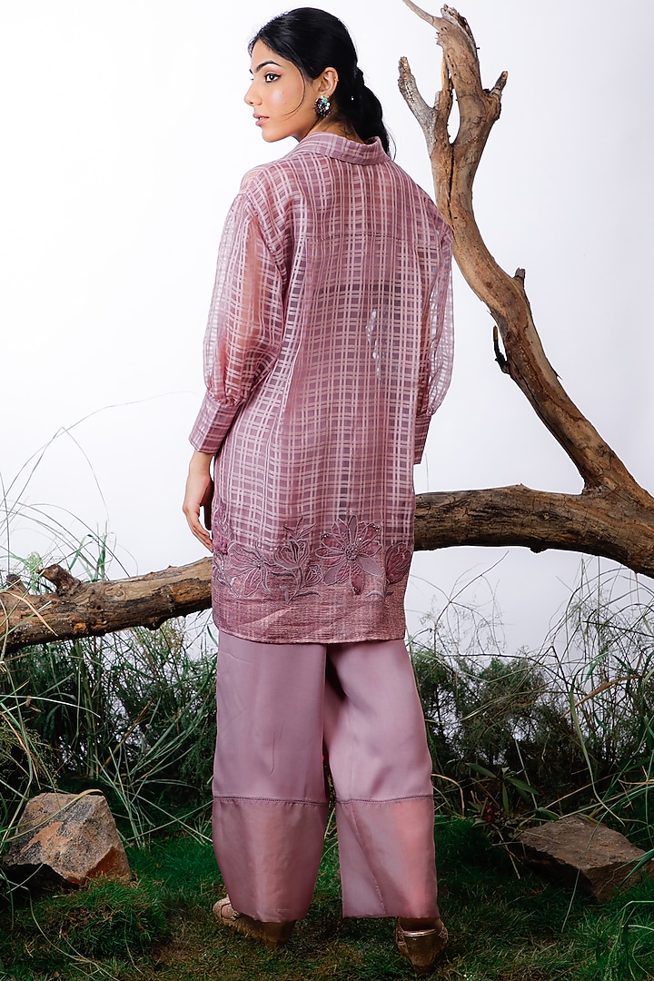 Mauve Organza & Satin Co-Ord Set by Omana by Ranjana Bothra at Pernia's Pop Up Shop