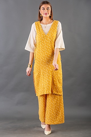 Mustard Cotton Slim Pant Set by ORCR