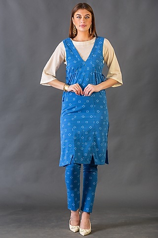Cobalt Blue Cotton Slim Pant Set by ORCR