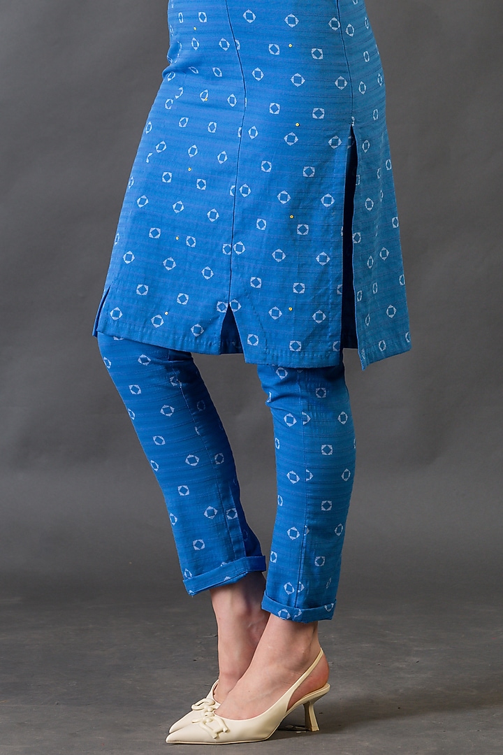 Cobalt Blue Cotton Slim Pant Set by ORCR at Pernia's Pop Up Shop