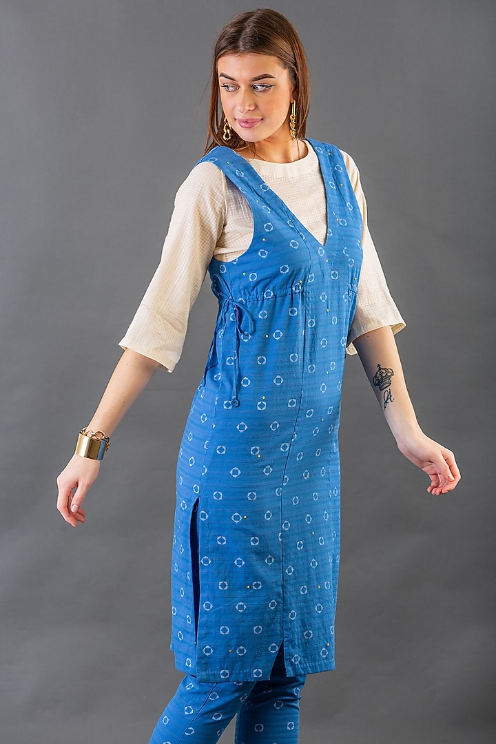 Cobalt Blue Cotton Slim Pant Set by ORCR at Pernia's Pop Up Shop