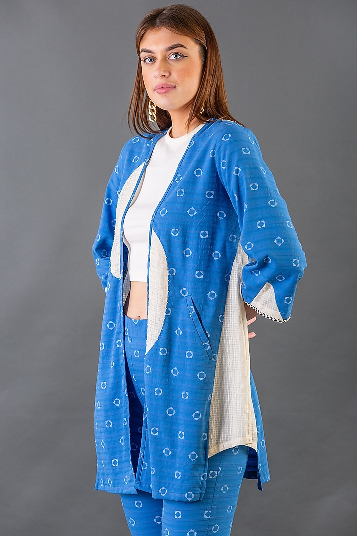 Cobalt Blue Cotton Jacket Set by ORCR at Pernia's Pop Up Shop