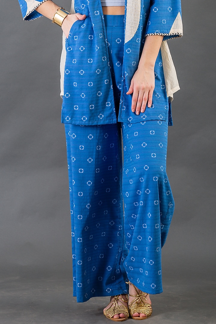Cobalt Blue Cotton Jacket Set by ORCR at Pernia's Pop Up Shop
