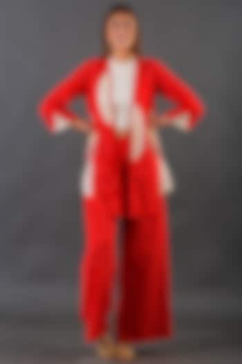 Bright Red Cotton Jacket Set by ORCR