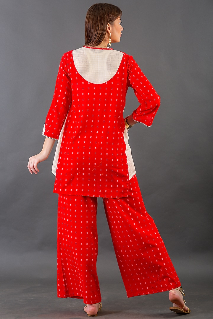 Bright Red Cotton Jacket Set by ORCR at Pernia's Pop Up Shop