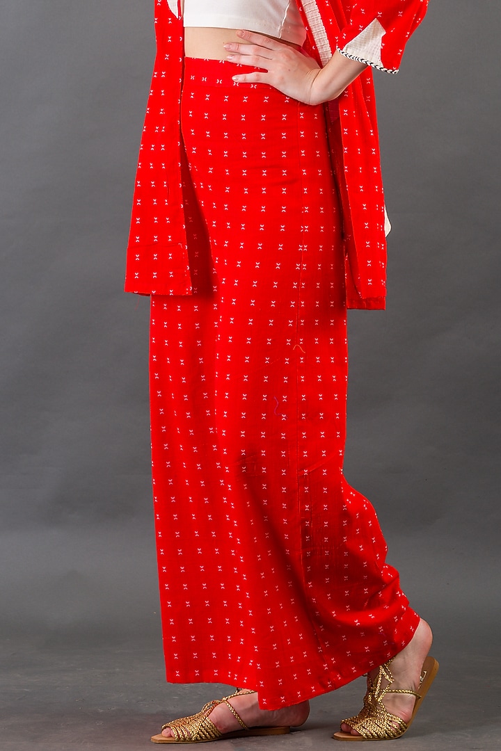 Bright Red Cotton Jacket Set by ORCR at Pernia's Pop Up Shop