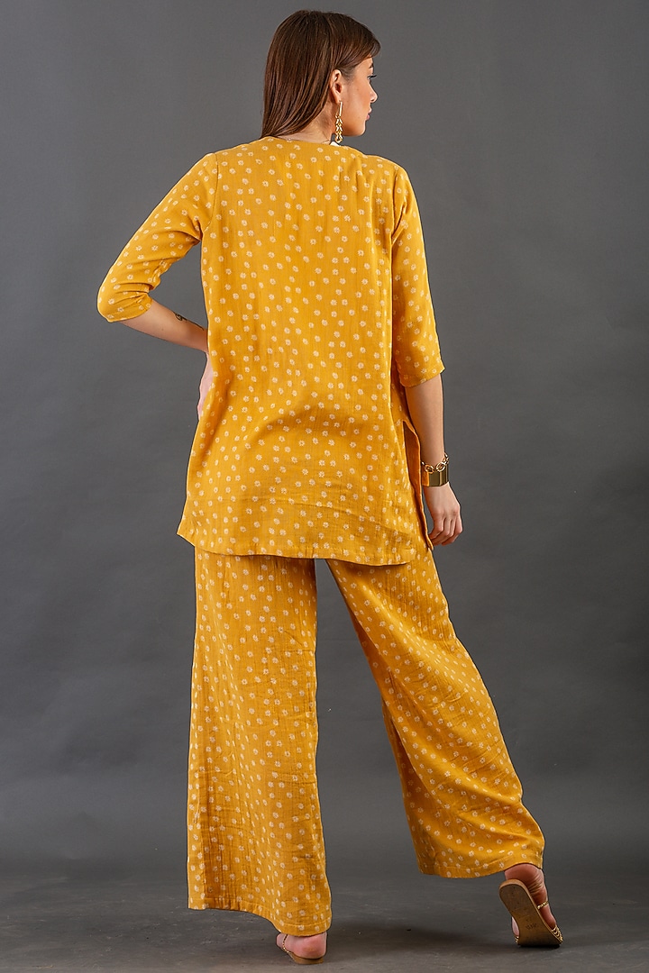 Mustard Cotton Front-Open Jacket Set by ORCR at Pernia's Pop Up Shop