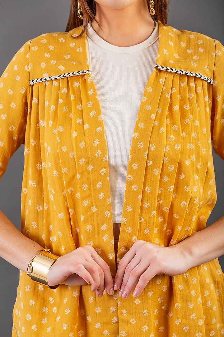 Mustard Cotton Front-Open Jacket Set by ORCR at Pernia's Pop Up Shop