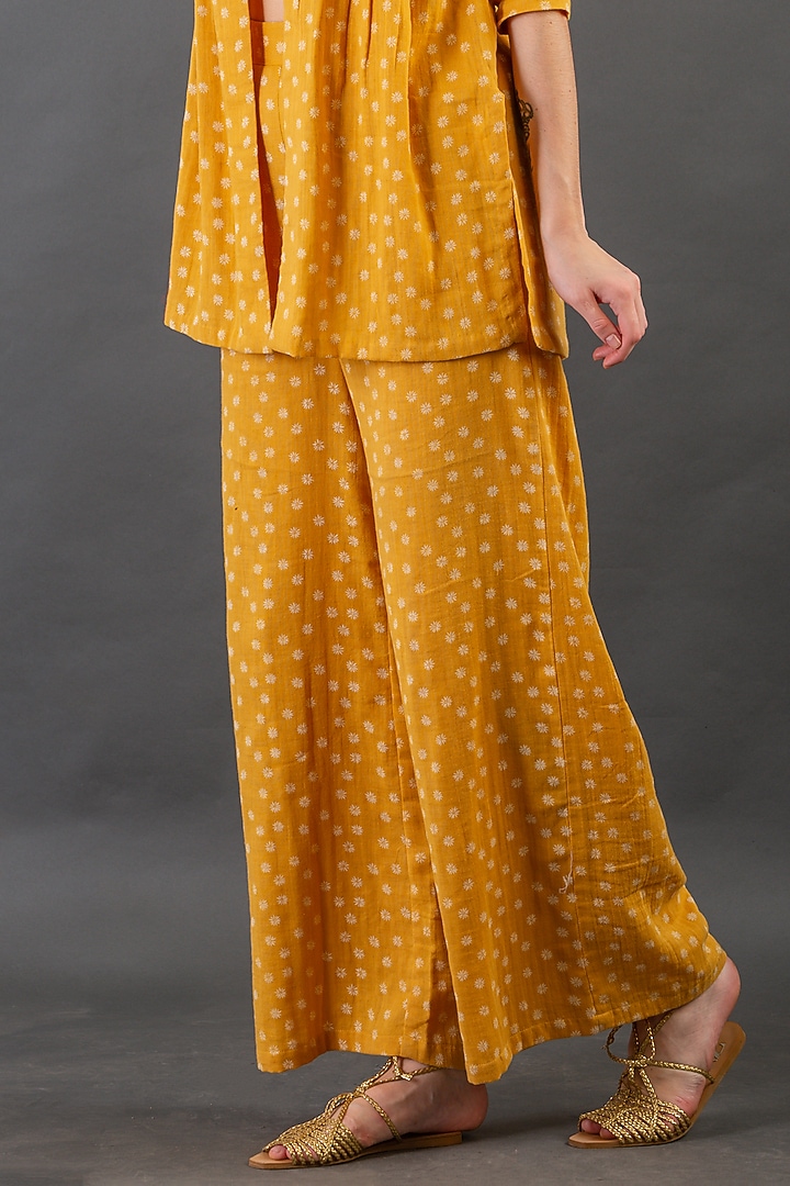 Mustard Cotton Front-Open Jacket Set by ORCR at Pernia's Pop Up Shop